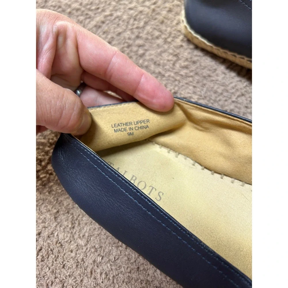 Talbots Navy Blue Leather Knot Espadrille Flats Shoes Womens 9M